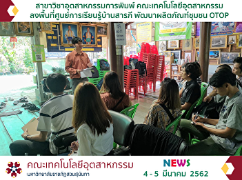 The Printing Industry Major of the
Faculty of Industrial Technology Visited
OTOP Community Product Development
Learning Center at Sarapee Village