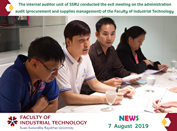 the internal auditor unit of Suan
Sunandha Rajabhat University conducted
the exit meeting on the administration
audit (procurement and supplies
management)