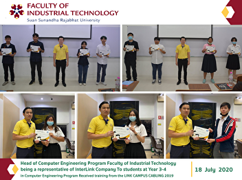 Head of Computer Engineering Program
Faculty of Industrial Technology being a
representative of InterLink Company To
students at Year 3-4 in Computer
Engineering Program Received training
from the LINK CAMPUS CABLING 2019