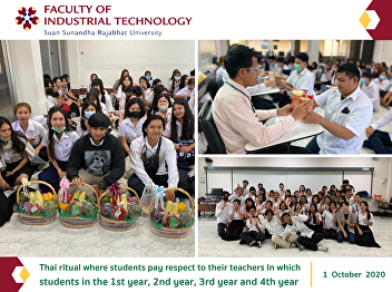 Thai ritual where students pay respect
to their teachers In which students in
the 1st year, 2nd year, 3rd year and 4th
year