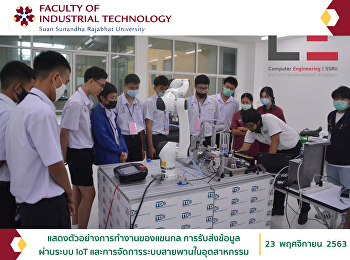 showing examples of the work of the
mechanical arm. Data transmission via
IoT system and industrial belt system
management