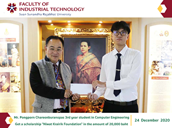 Mr. Pongporn Chareonburanopas 3rd year
student in Computer Engineering Get a
scholarship 