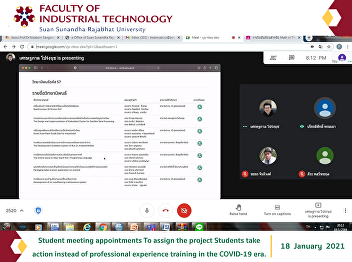 Student meeting appointments To assign
the project Students take action instead
of professional experience training in
the COVID-19 era.