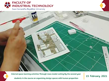 Internal space learning activities
Through mass modal cutting By the second
year students in the course on
organizing design spaces with human
proportion