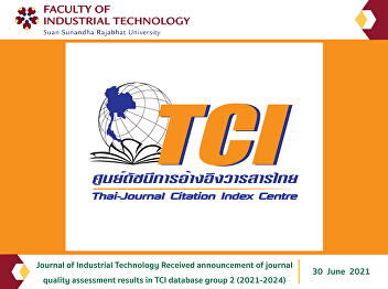 Journal of Industrial Technology
Received announcement of journal quality
assessment results in TCI database group
2 (2021-2024)