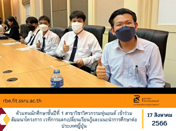 Representative of the 1st year student
in Robotics Engineering Program
Participate in the project seminar A
forum for exchanging knowledge and
advising on studying in Japan.